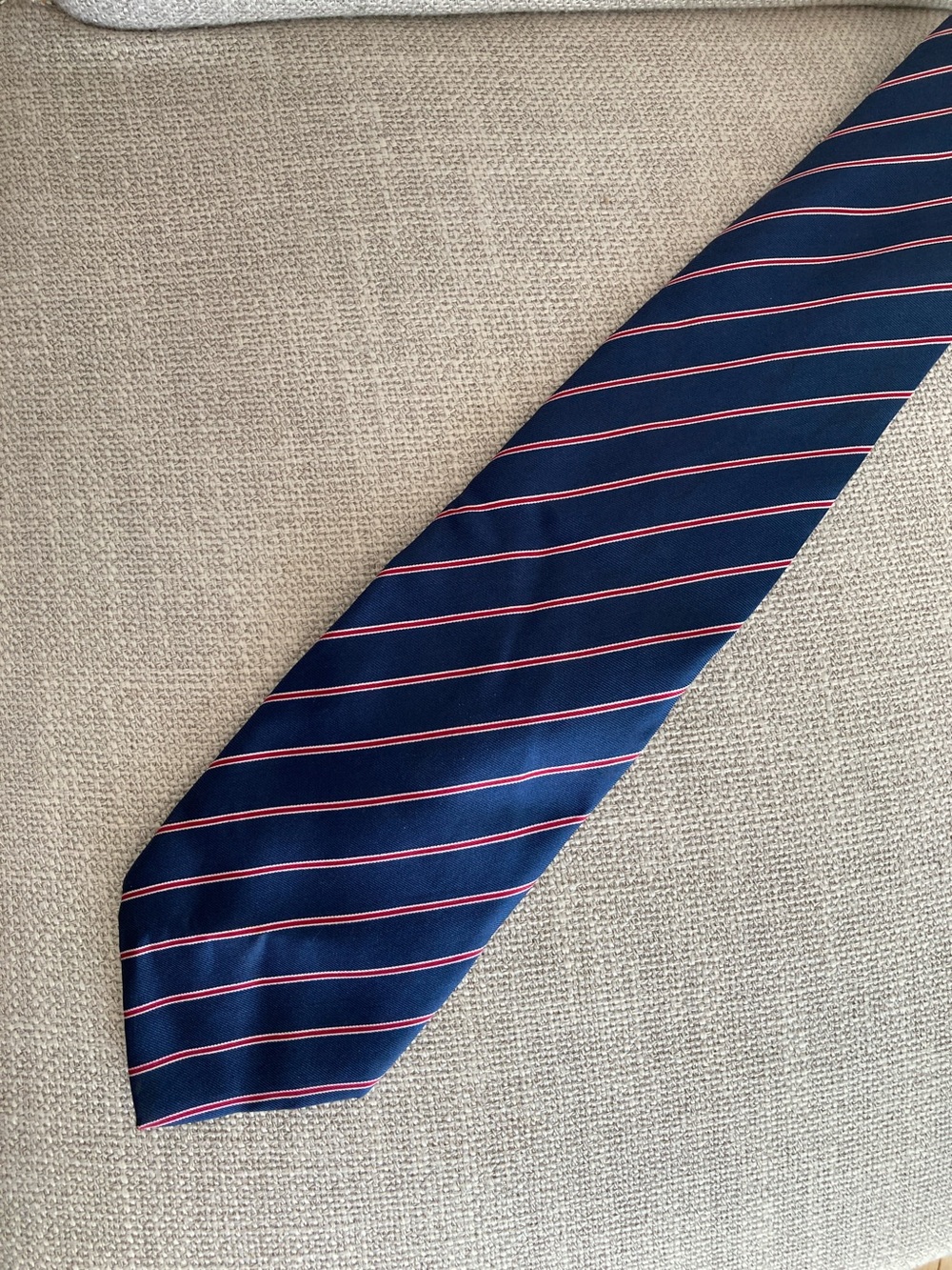 Men's Navy Tie with Red Stripe Accent